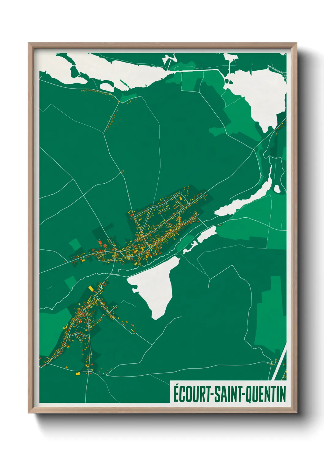 Une affiche de carte sur Écourt-Saint-Quentin