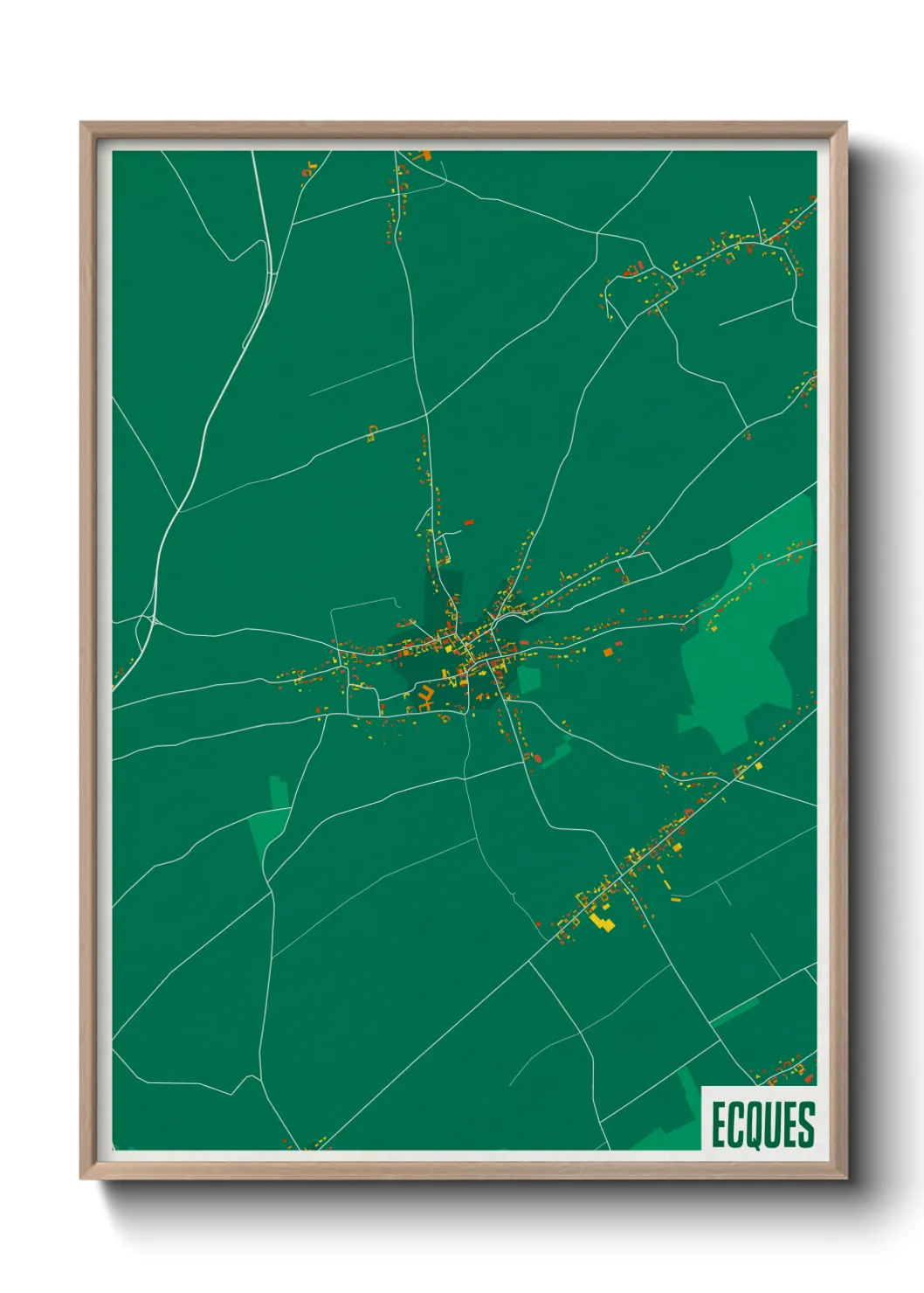 Une affiche de carte sur Ecques