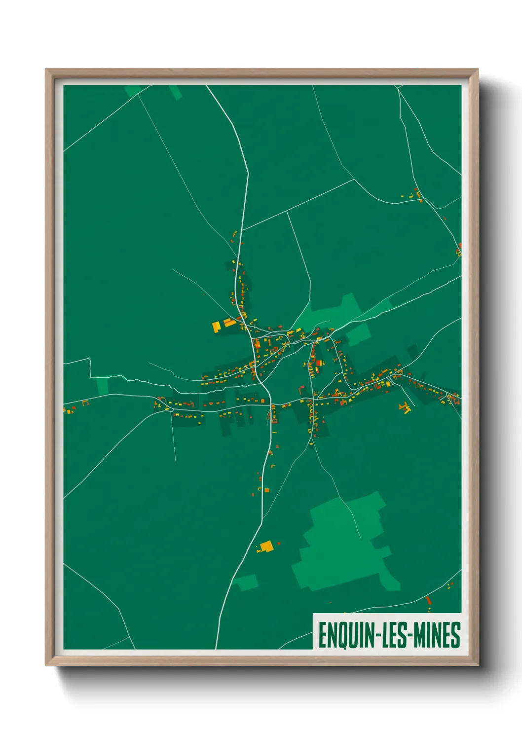 Une affiche de carte sur Enquin-les-Mines