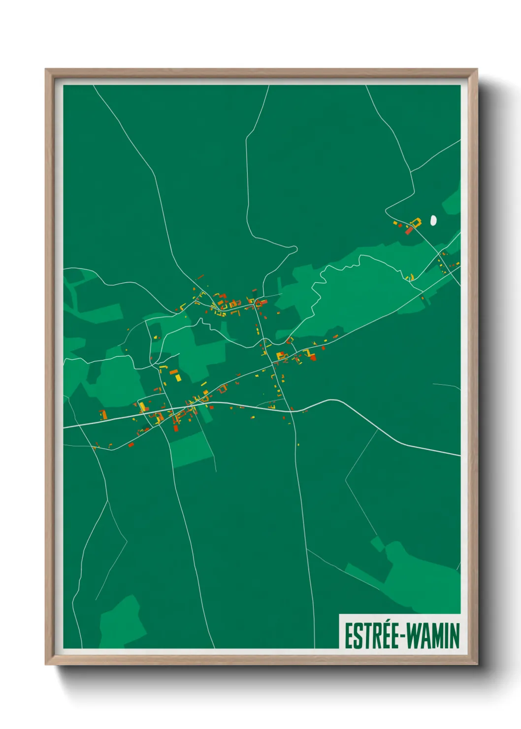 Une affiche de carte sur Estrée-Wamin