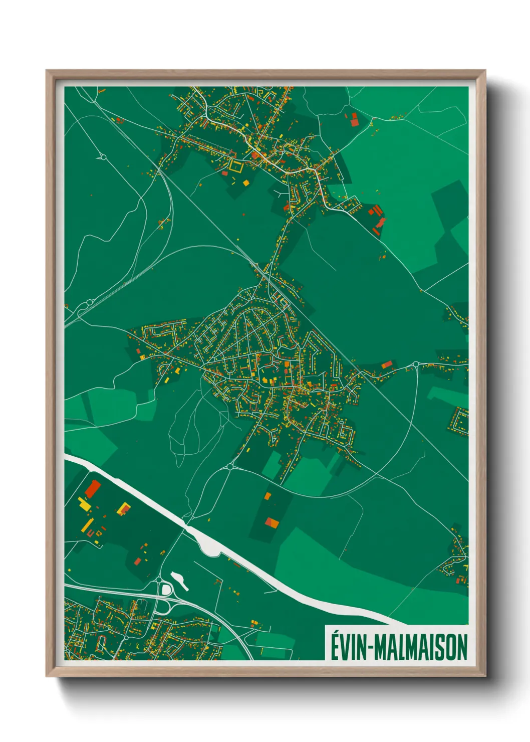 Une affiche de carte sur Évin-Malmaison
