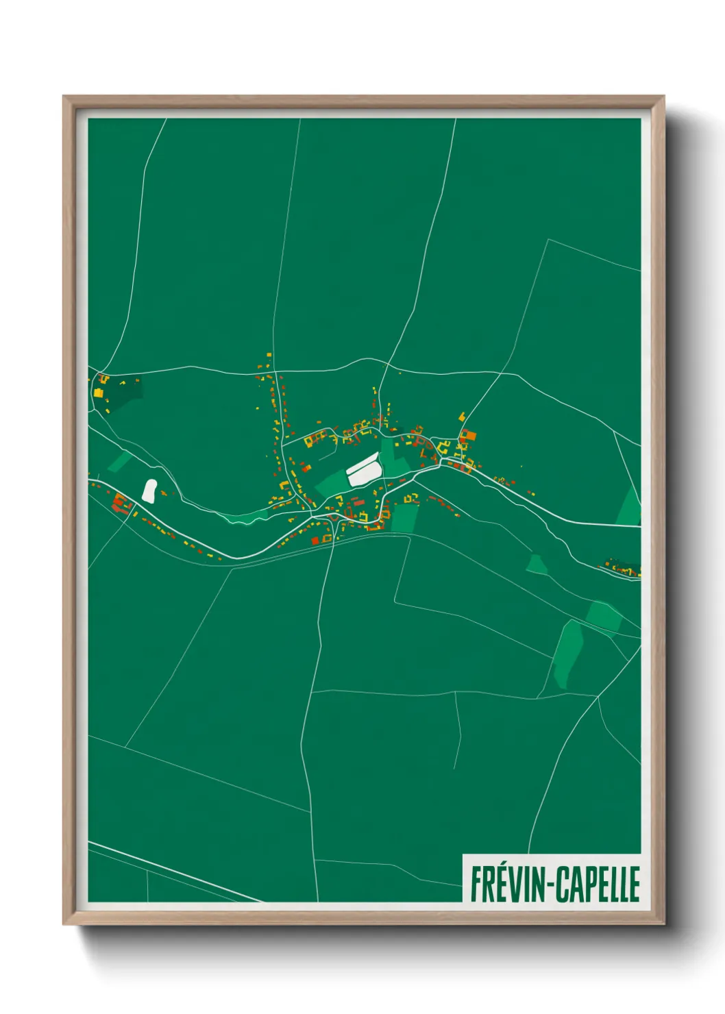 Une affiche de carte sur Frévin-Capelle