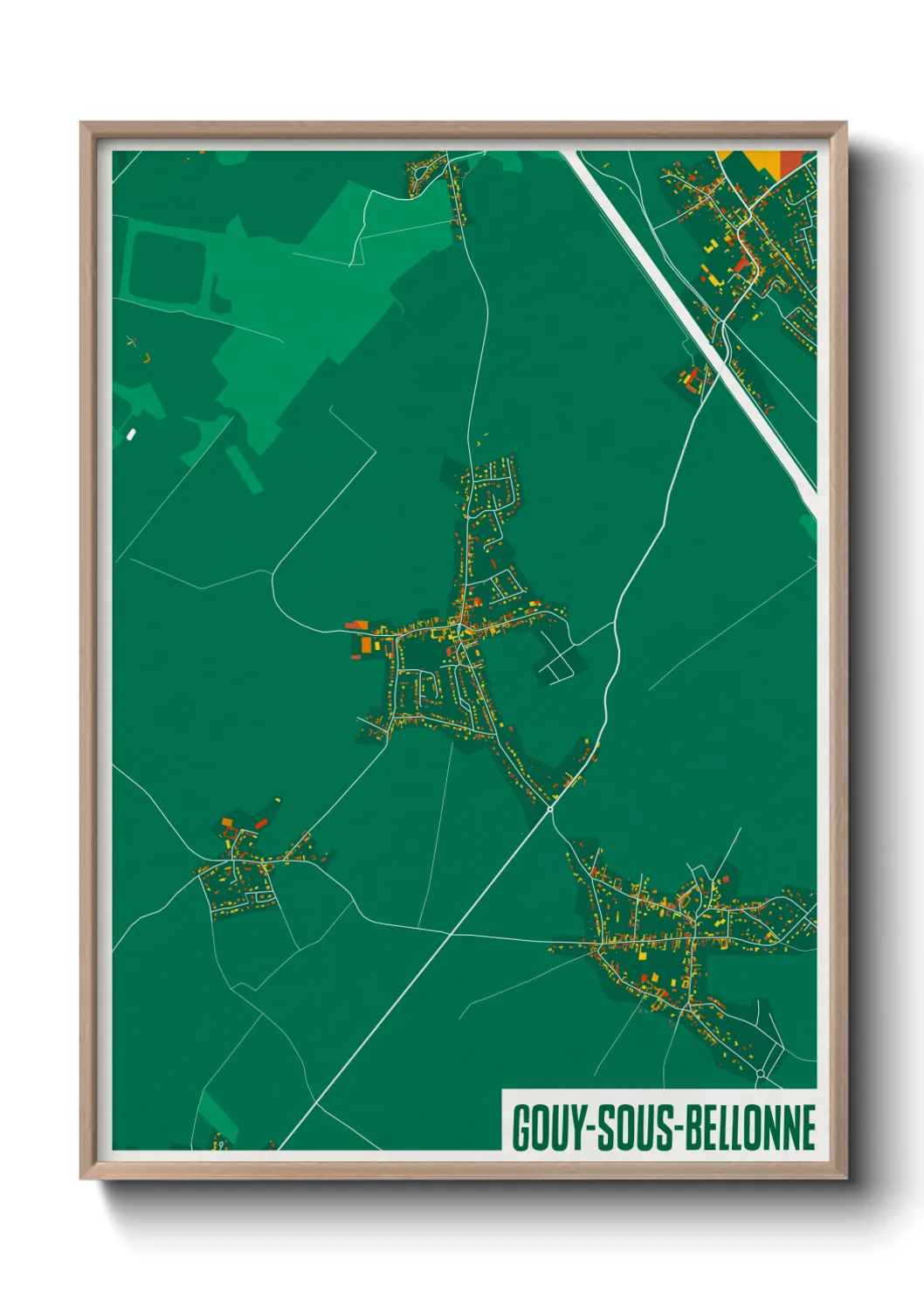 Une affiche de carte sur Gouy-sous-Bellonne