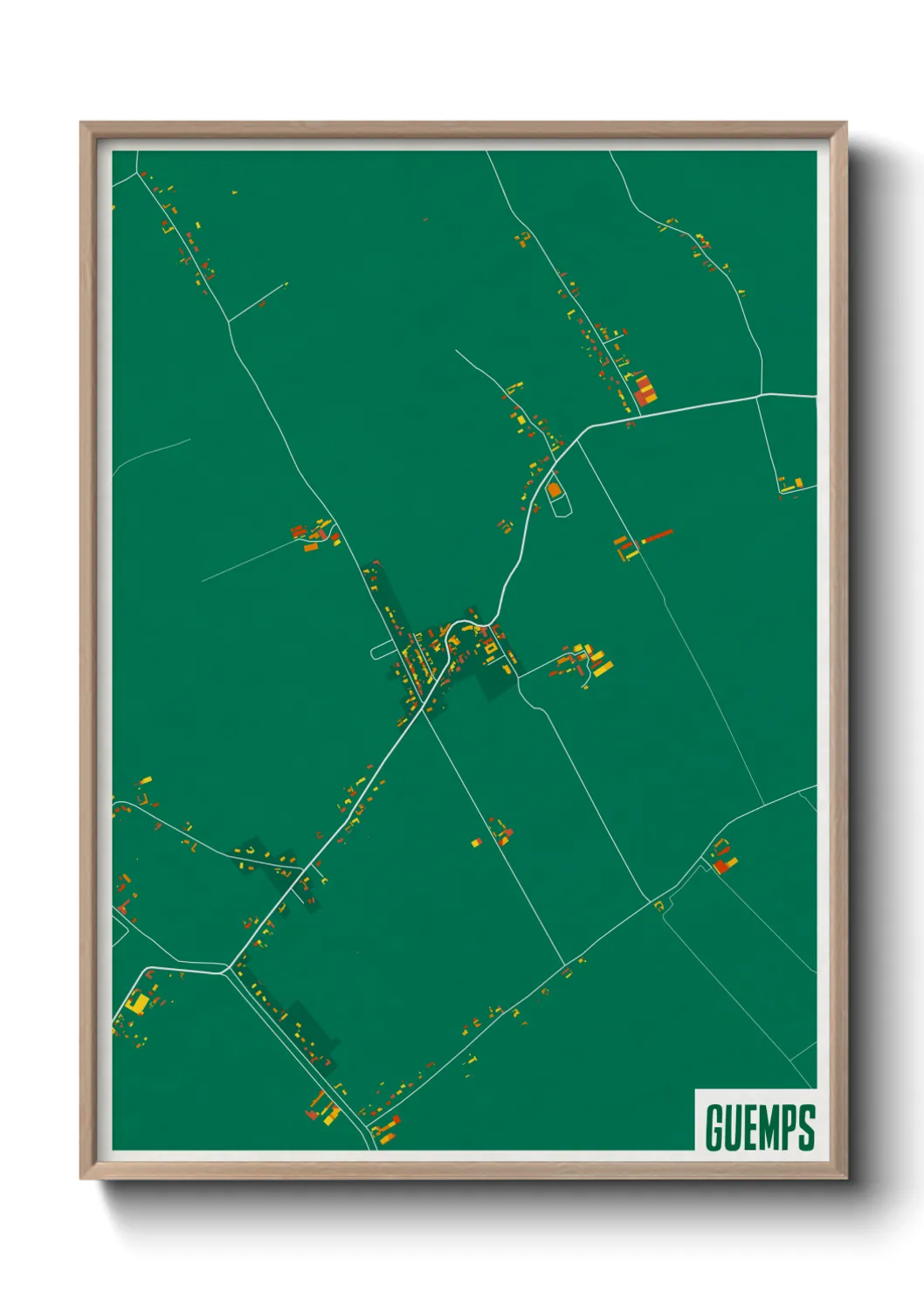 Une affiche de carte sur Guemps