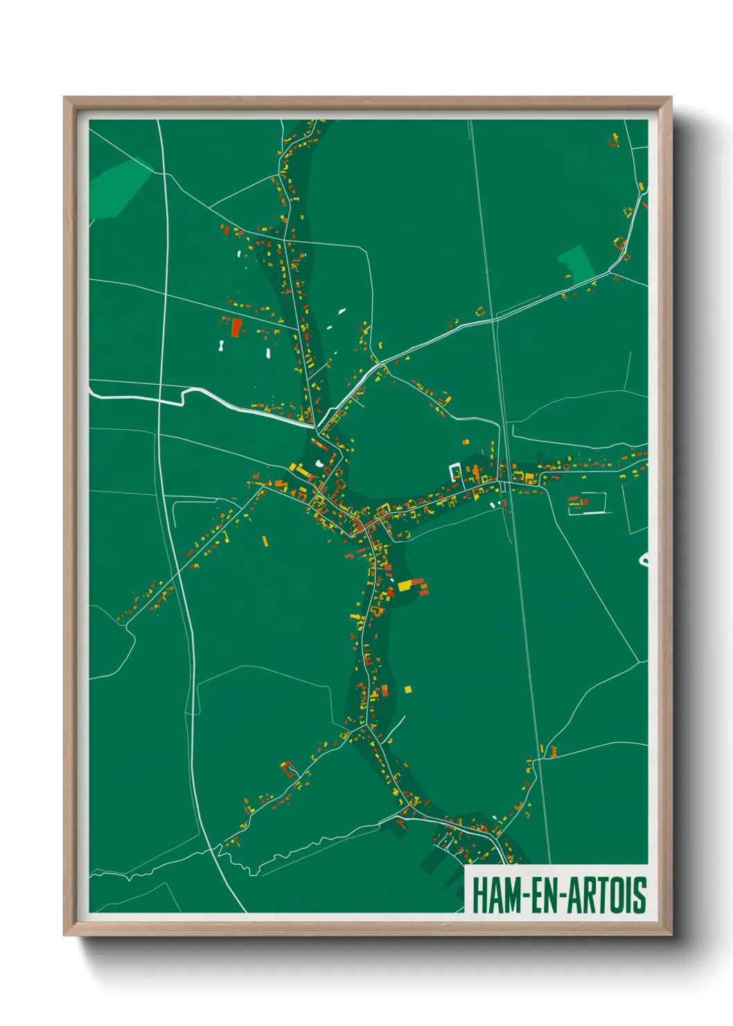 Une affiche de carte sur Ham-en-Artois