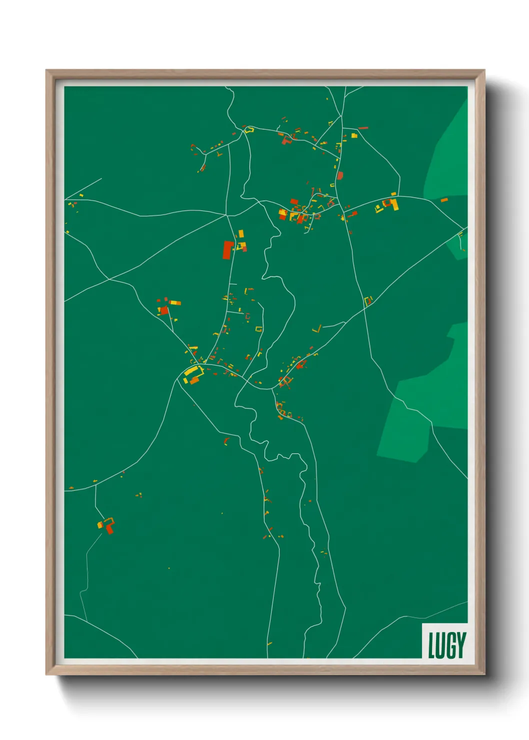 Une affiche de carte sur Lugy