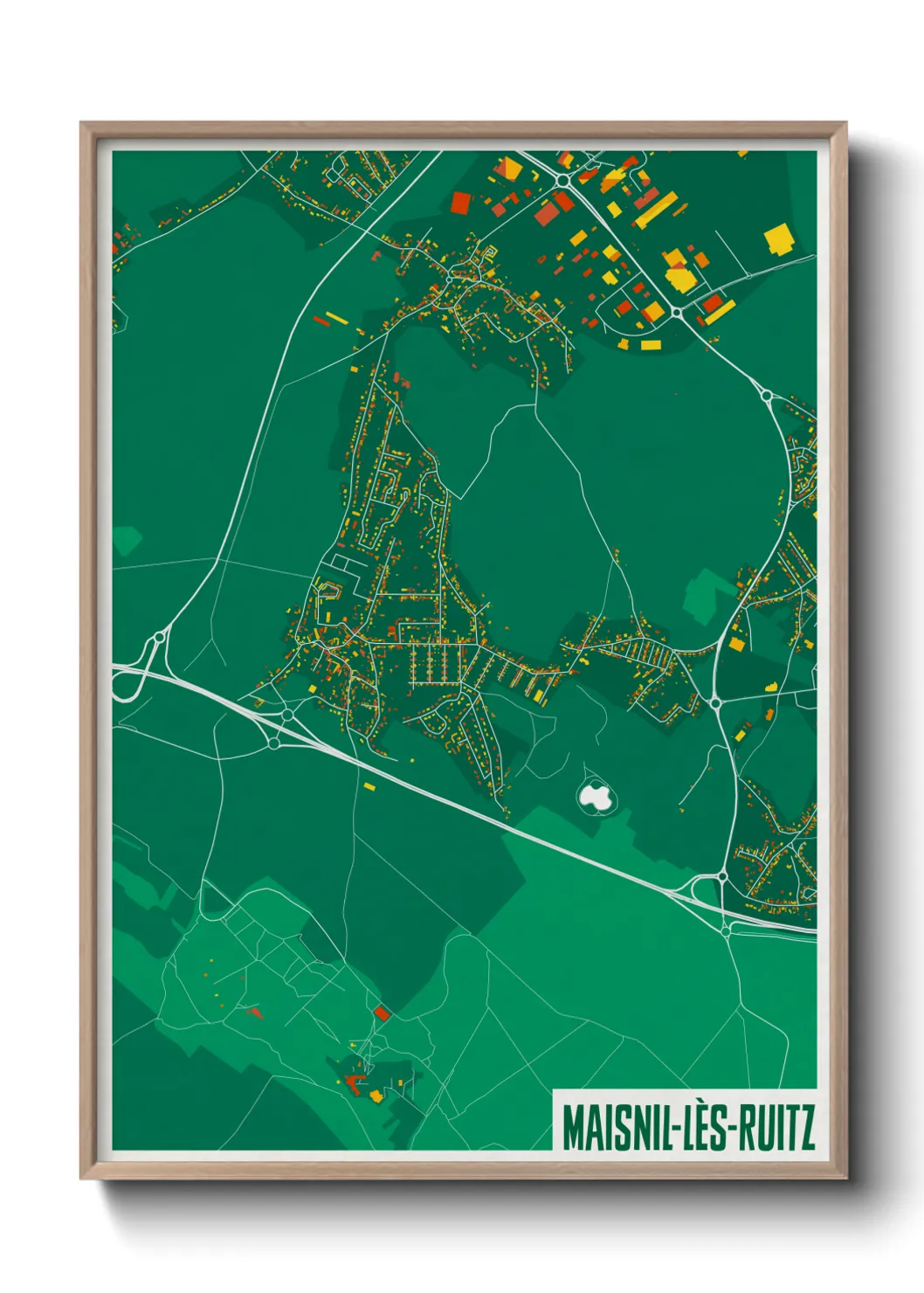 Une affiche de carte sur Maisnil-lès-Ruitz