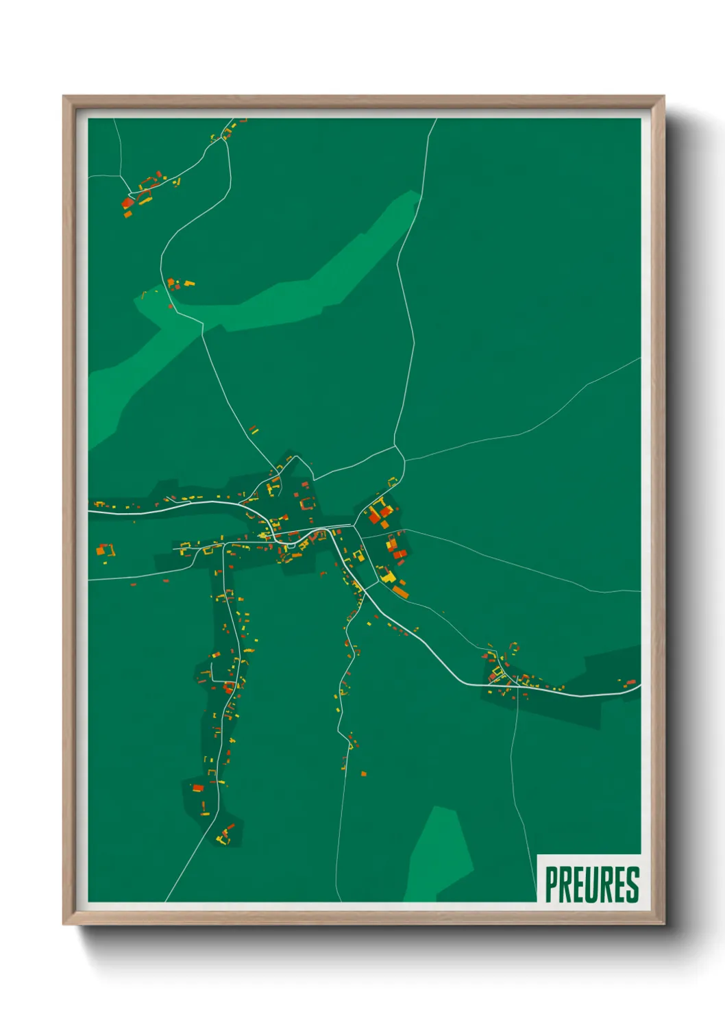 Une affiche de carte sur Preures