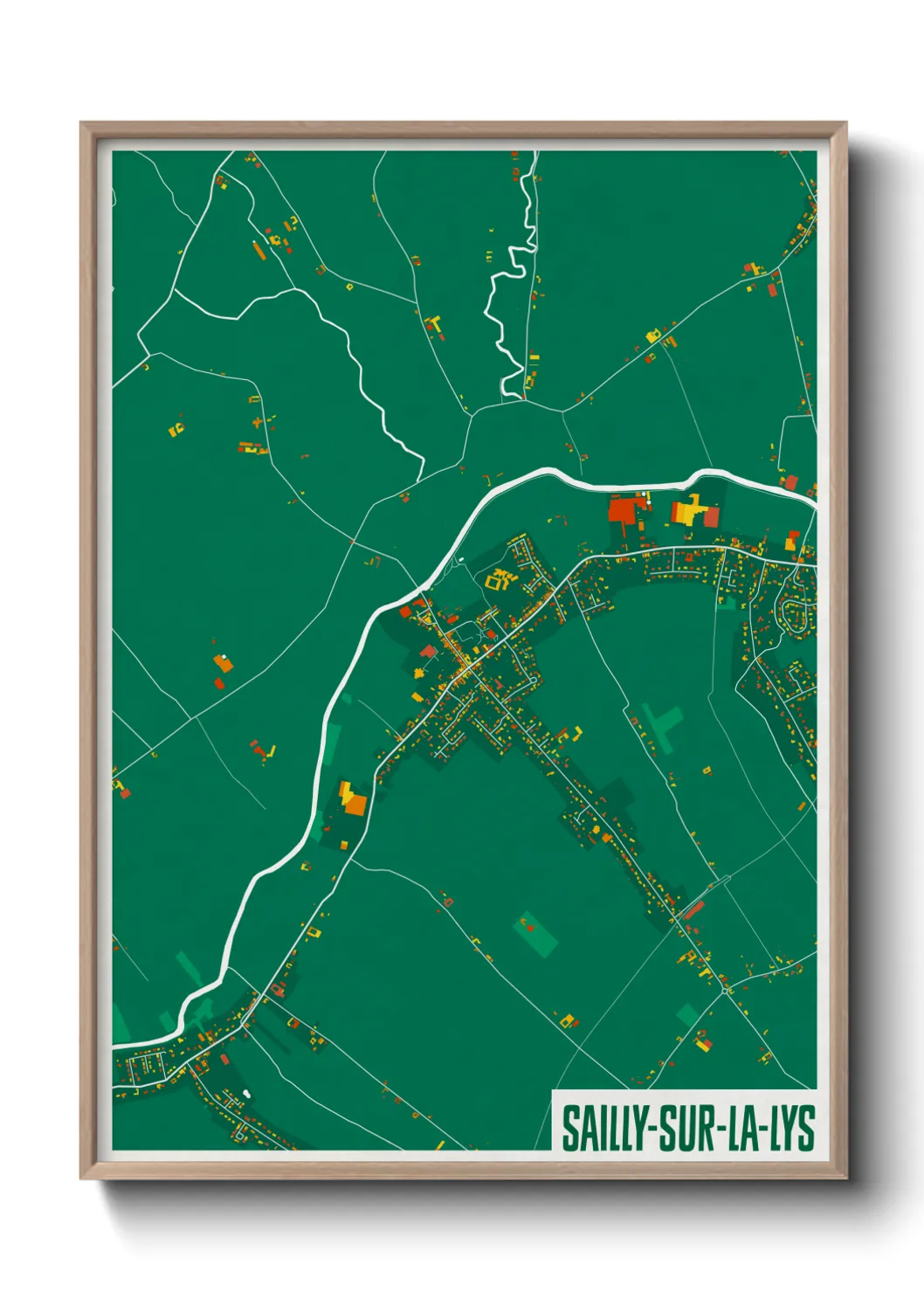 Une affiche de carte sur Sailly-sur-la-Lys