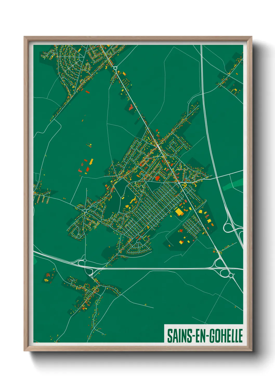 Une affiche de carte sur Sains-en-Gohelle