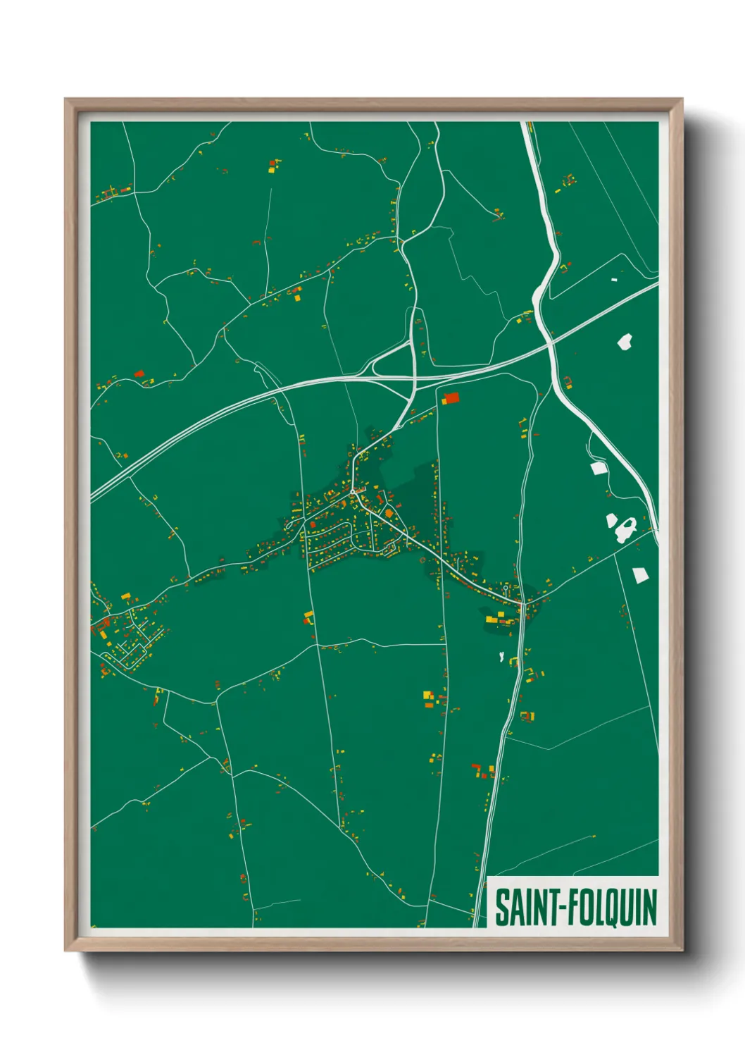 Une affiche de carte sur Saint-Folquin