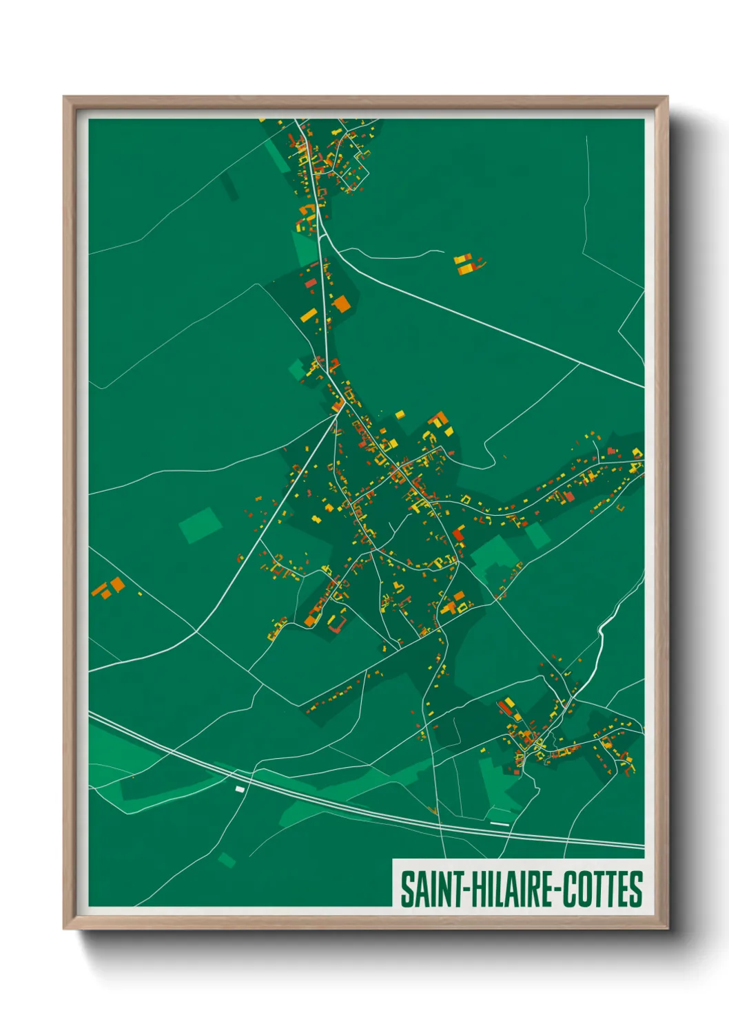 Une affiche de carte sur Saint-Hilaire-Cottes