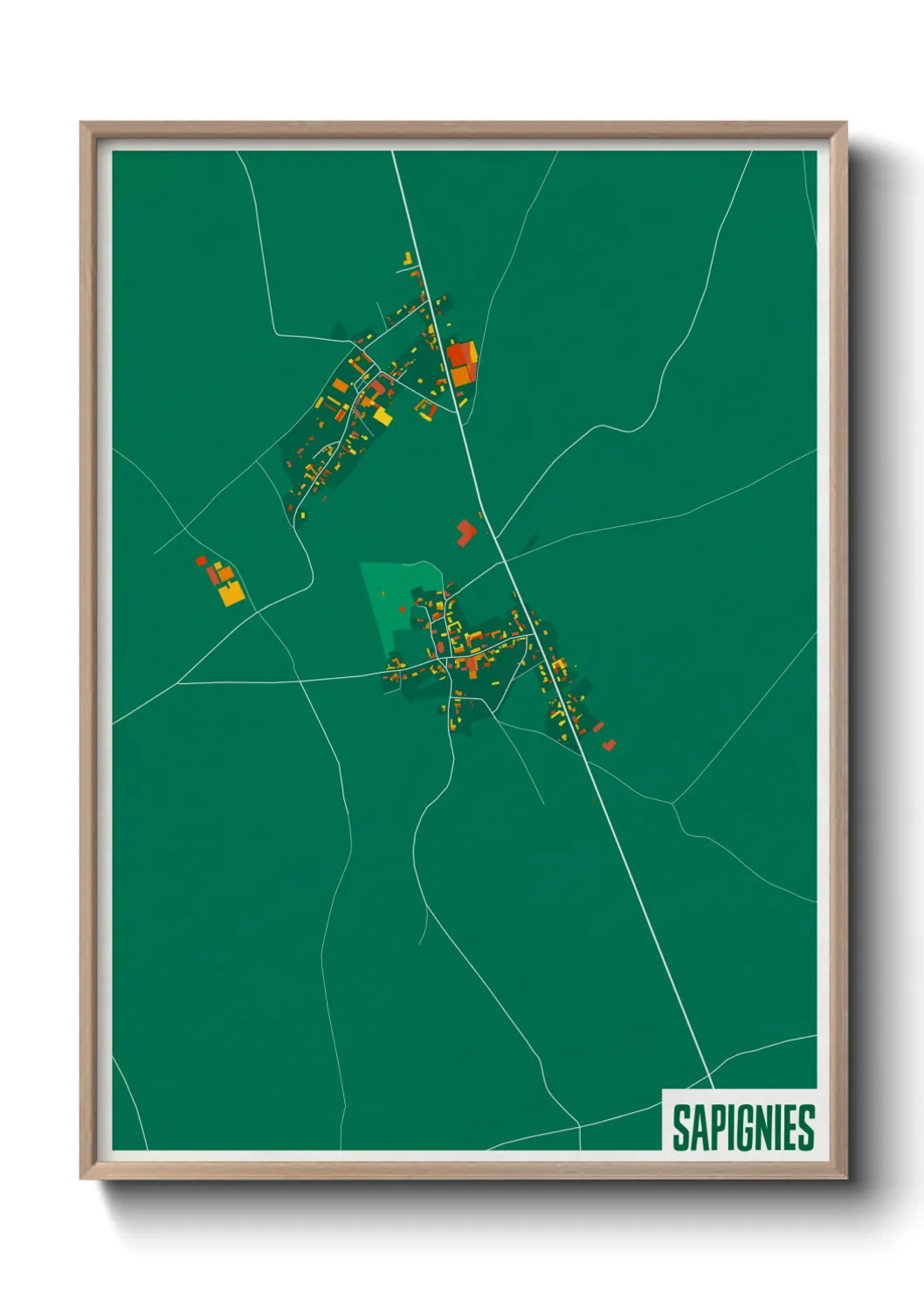 Une affiche de carte sur Sapignies