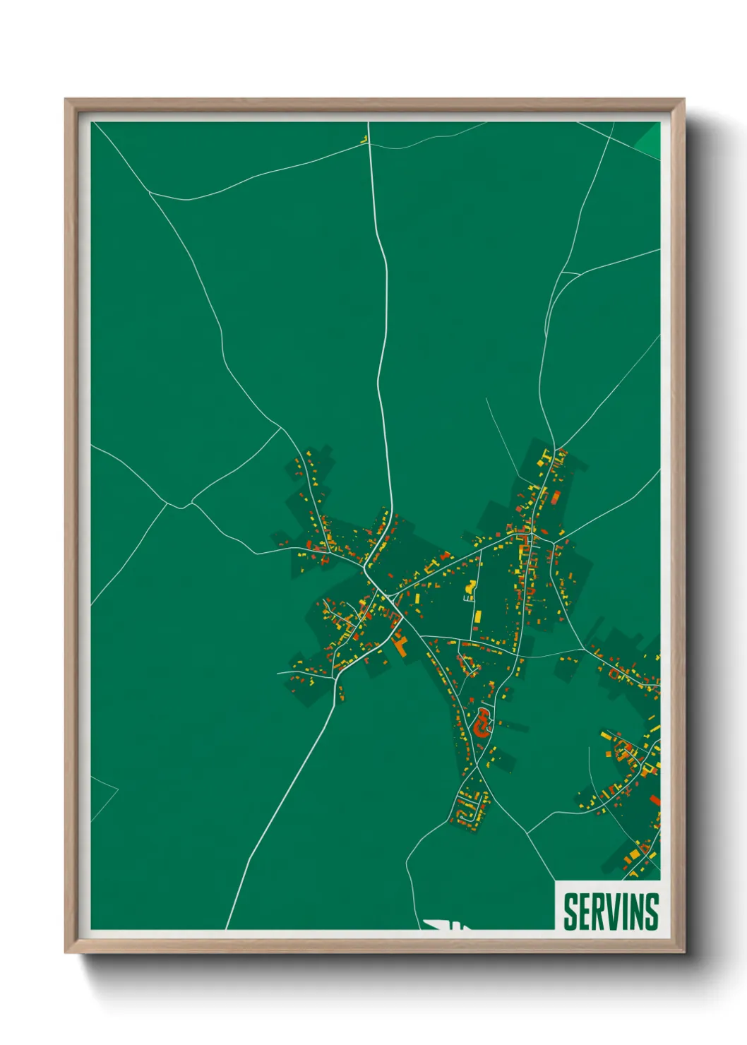 Une affiche de carte sur Servins