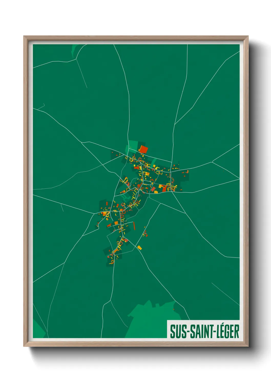 Une affiche de carte sur Sus-Saint-Léger