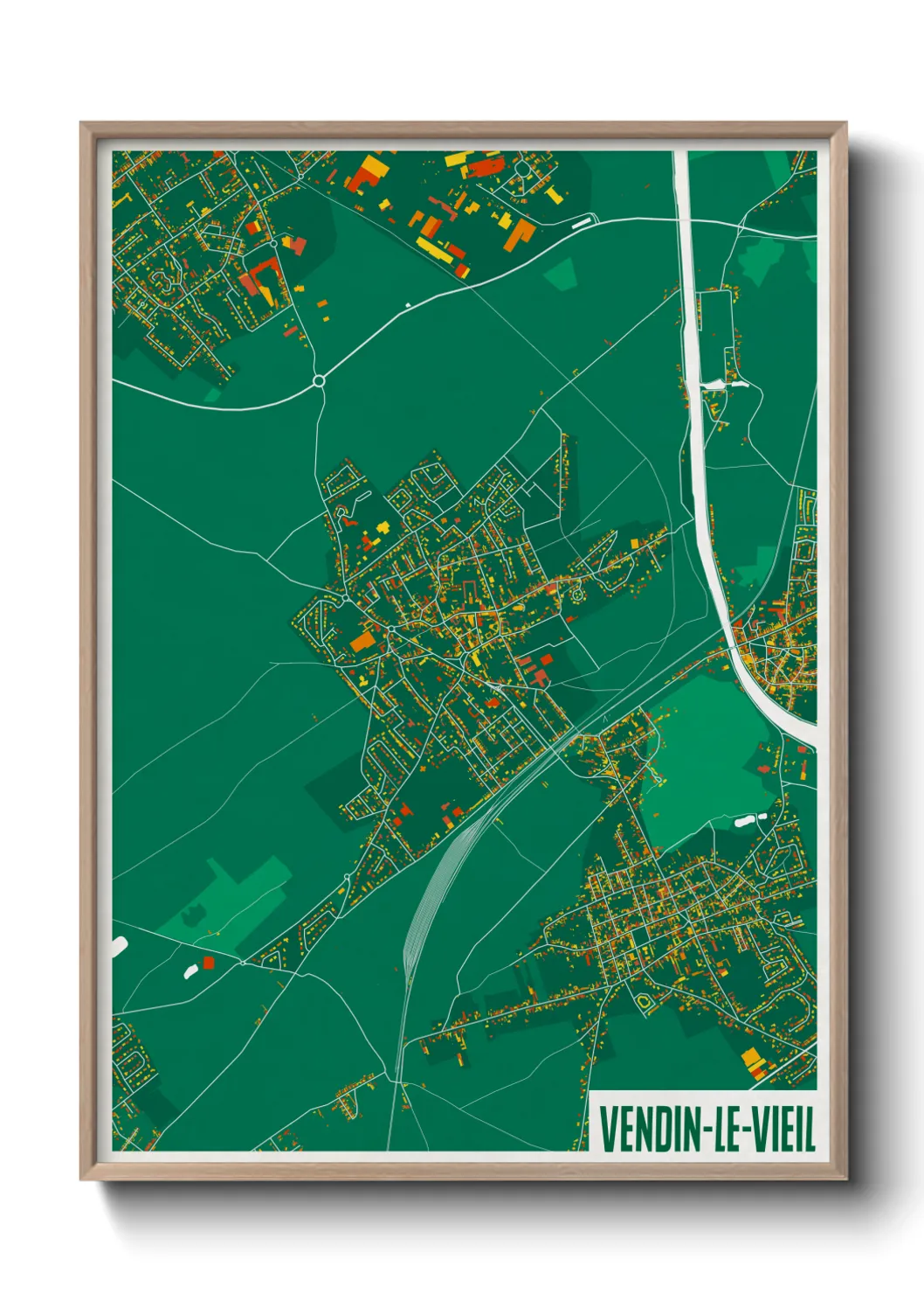Une affiche de carte sur Vendin-le-Vieil