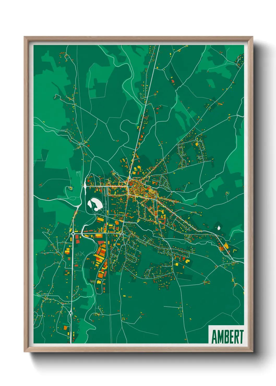 Une affiche de carte sur Ambert