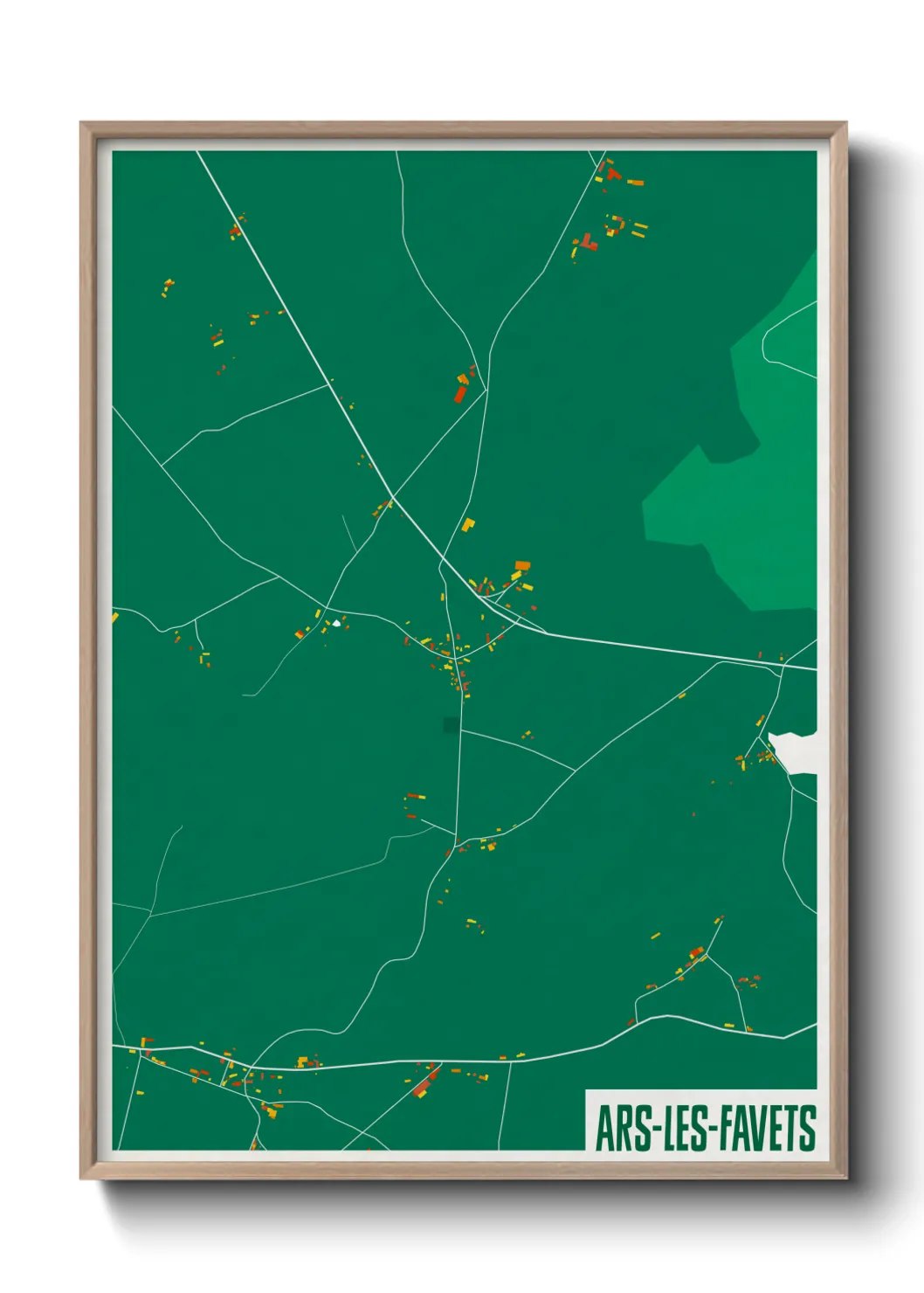 Une affiche de carte sur Ars-les-Favets
