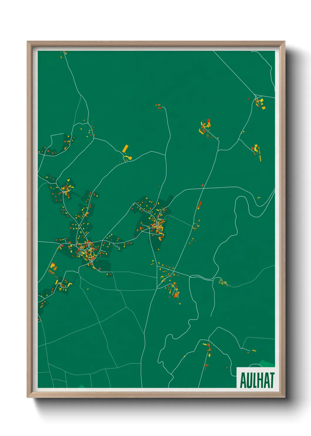 Une affiche de carte sur Aulhat