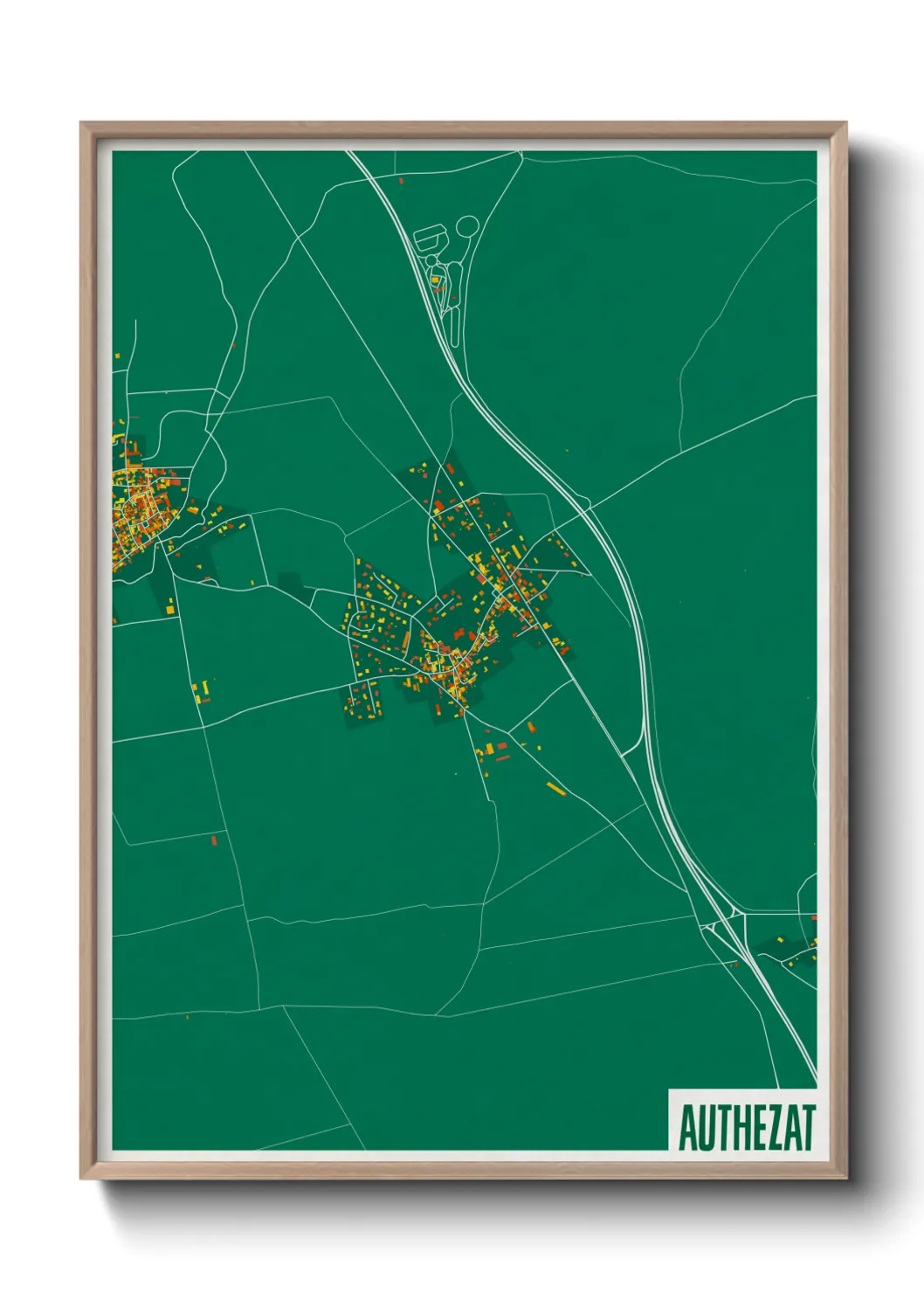 Une affiche de carte sur Authezat