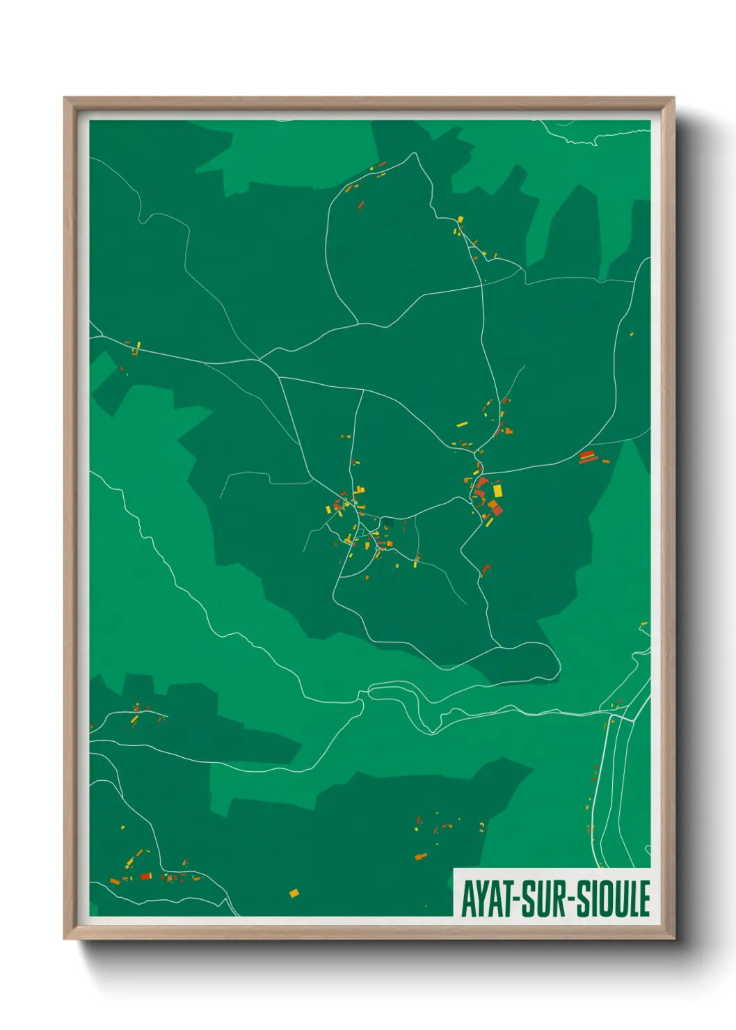Une affiche de carte sur Ayat-sur-Sioule