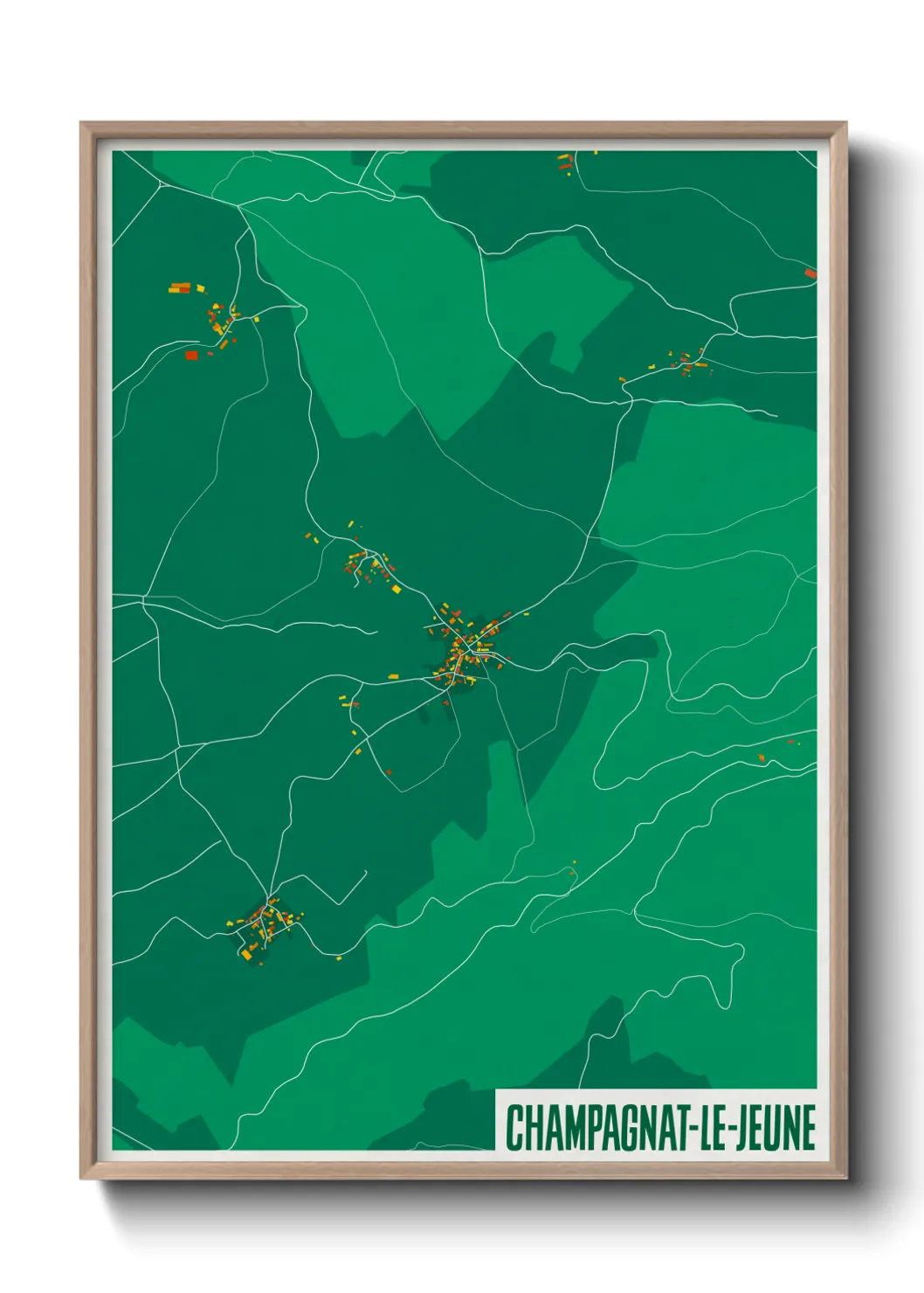 Une affiche de carte sur Champagnat-le-Jeune
