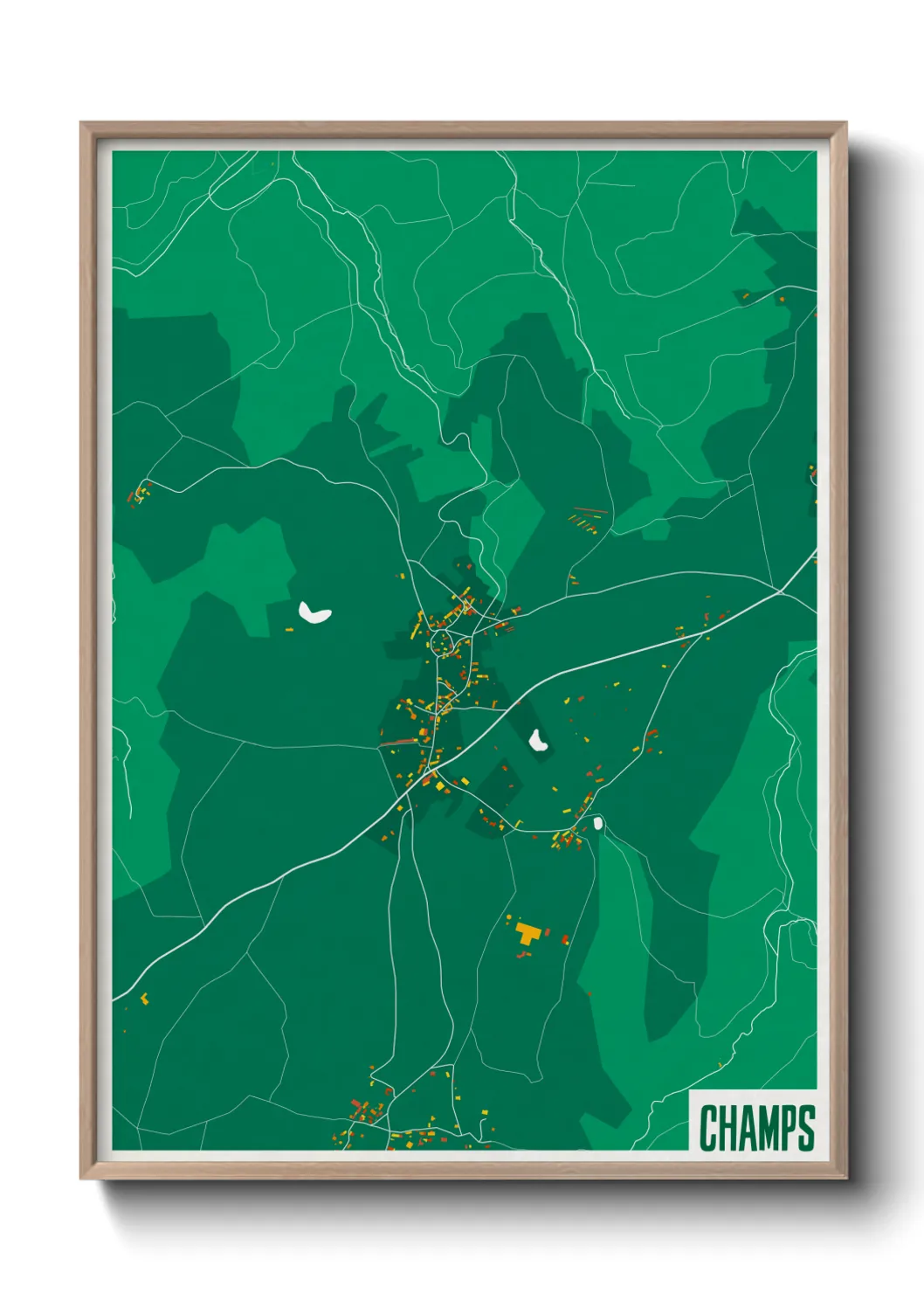 Une affiche de carte sur Champs