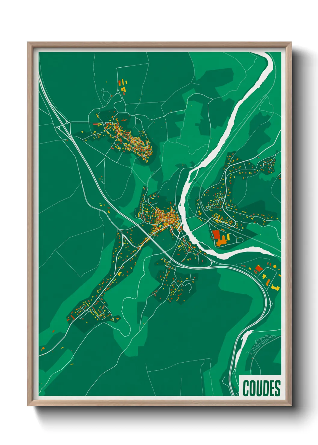 Une affiche de carte sur Coudes