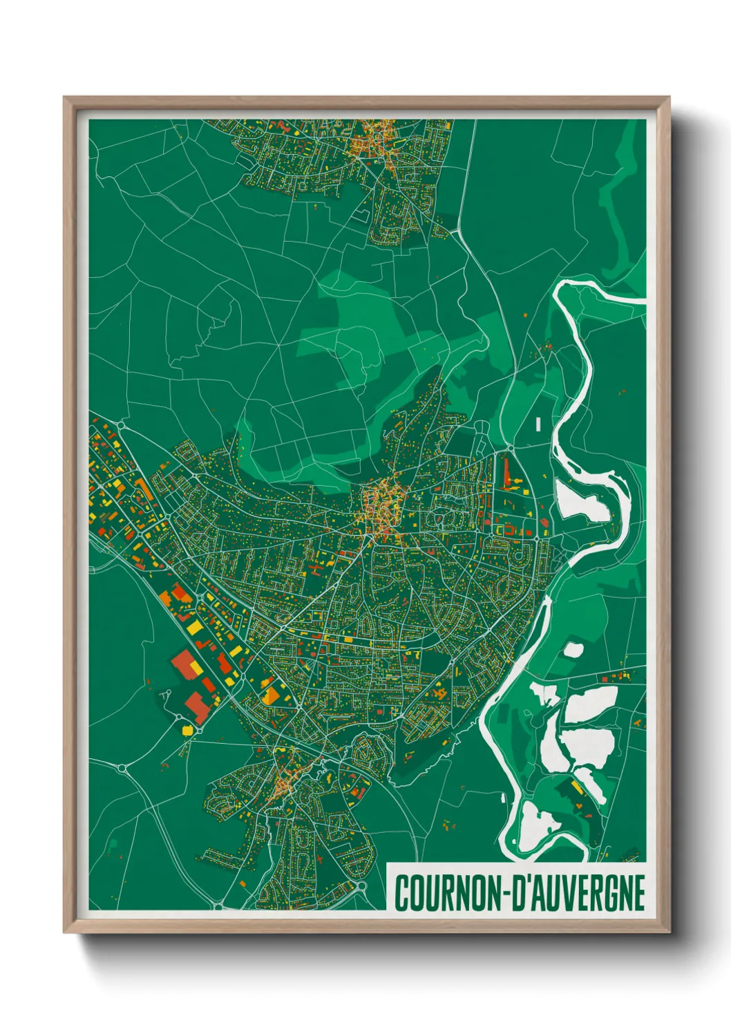Une affiche de carte sur Cournon-d'Auvergne