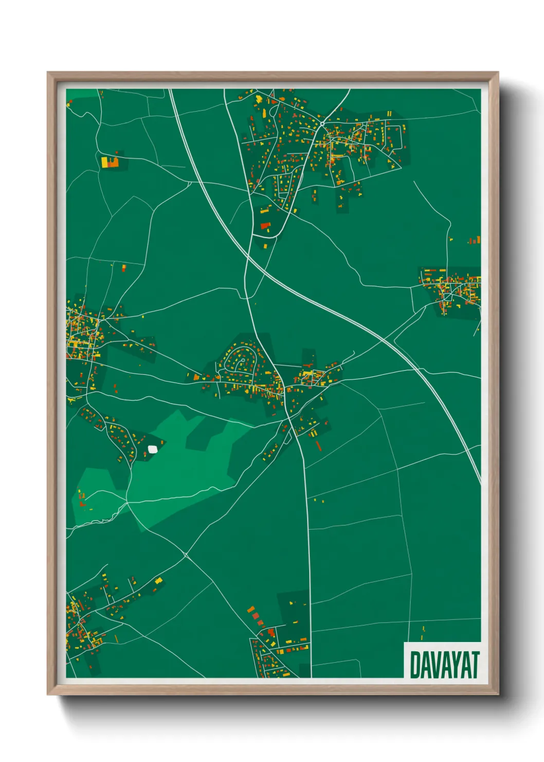 Une affiche de carte sur Davayat