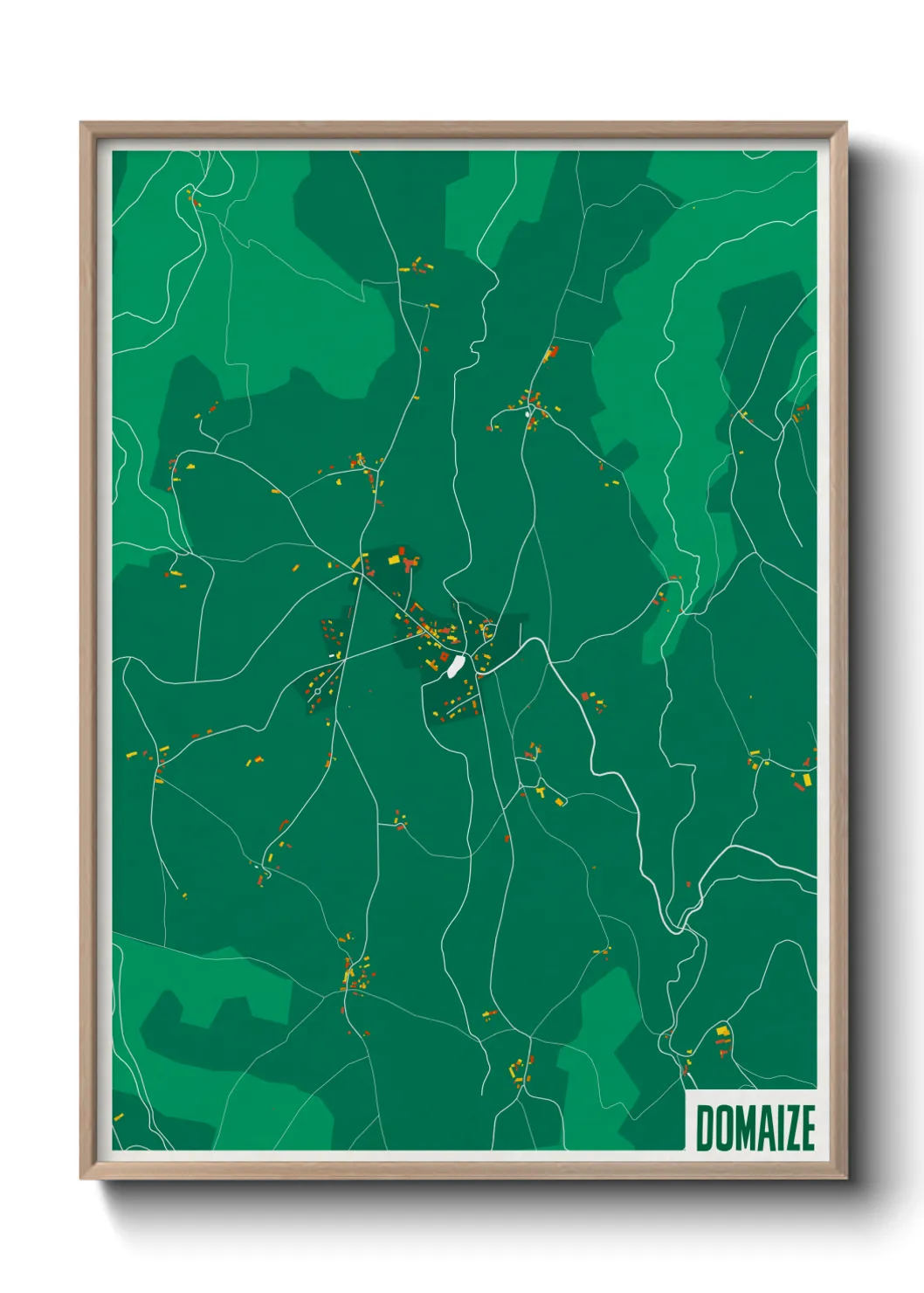 Une affiche de carte sur Domaize