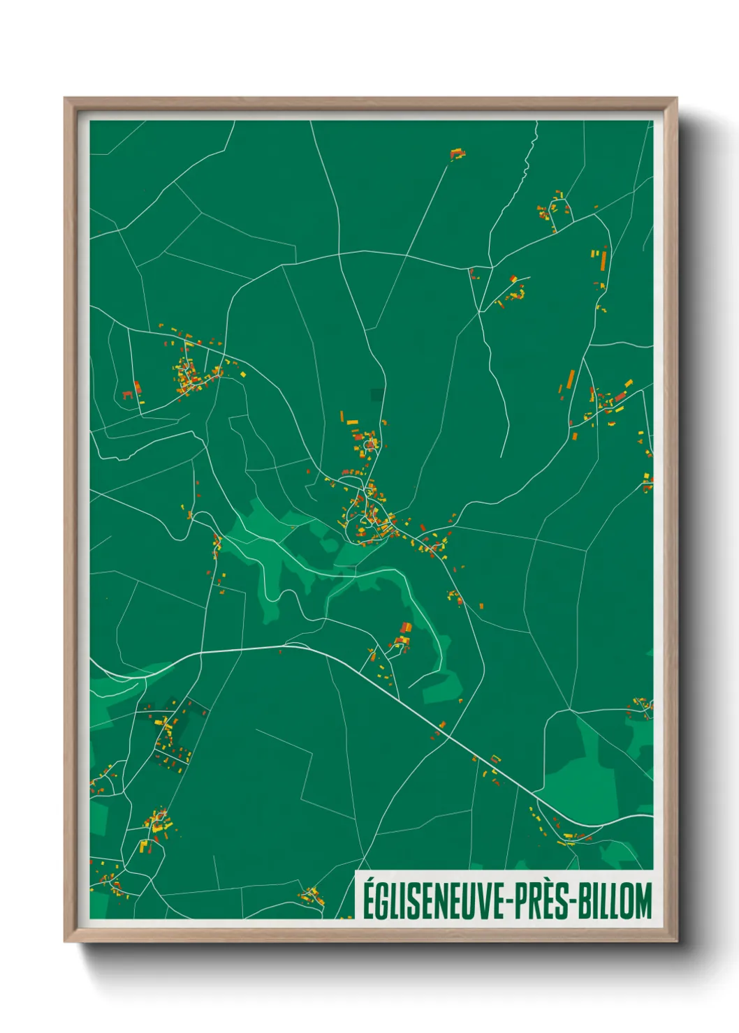 Une affiche de carte sur Égliseneuve-près-Billom