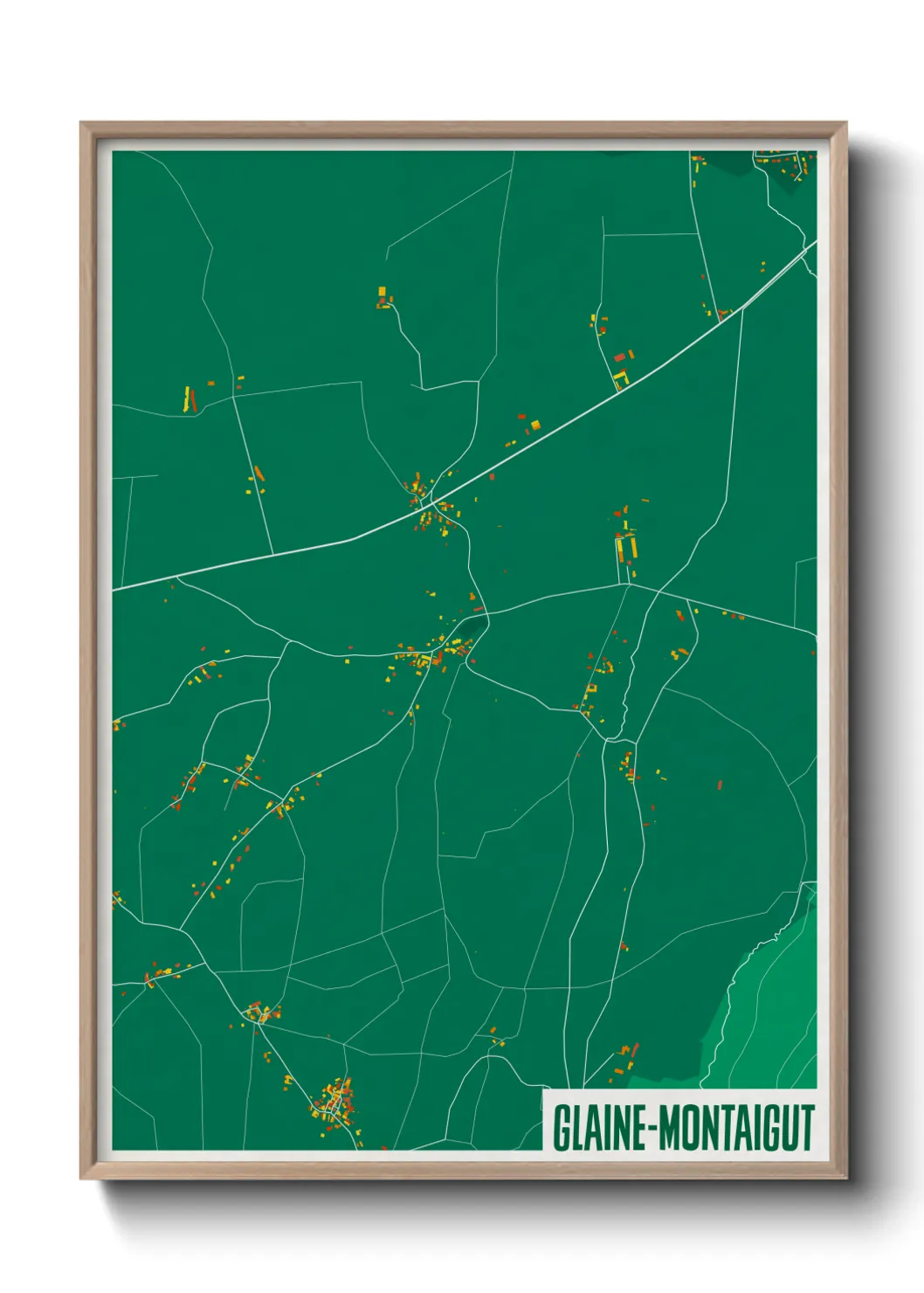 Une affiche de carte sur Glaine-Montaigut