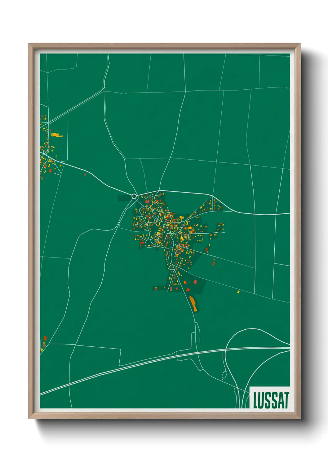 Une affiche de carte sur Lussat