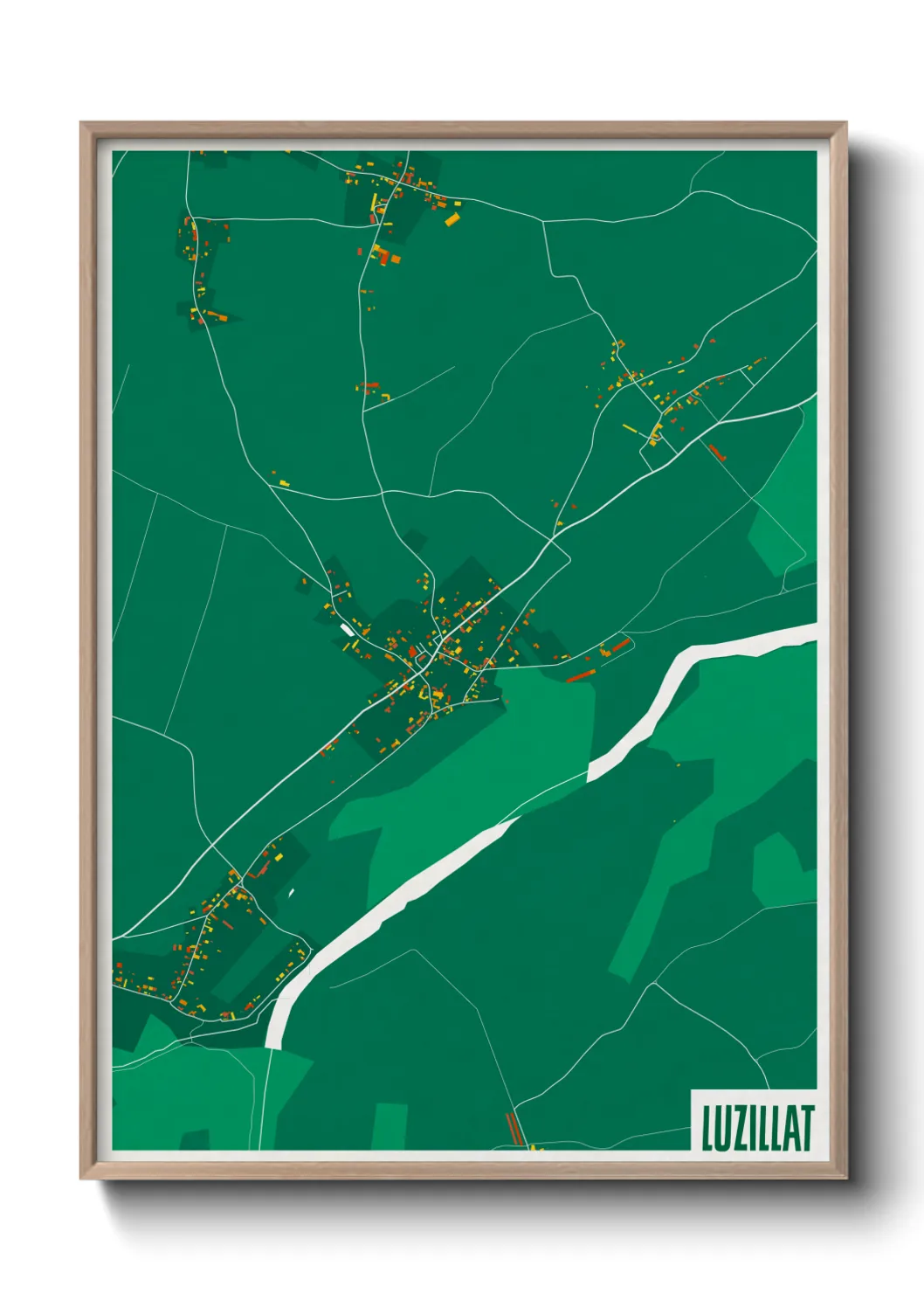 Une affiche de carte sur Luzillat