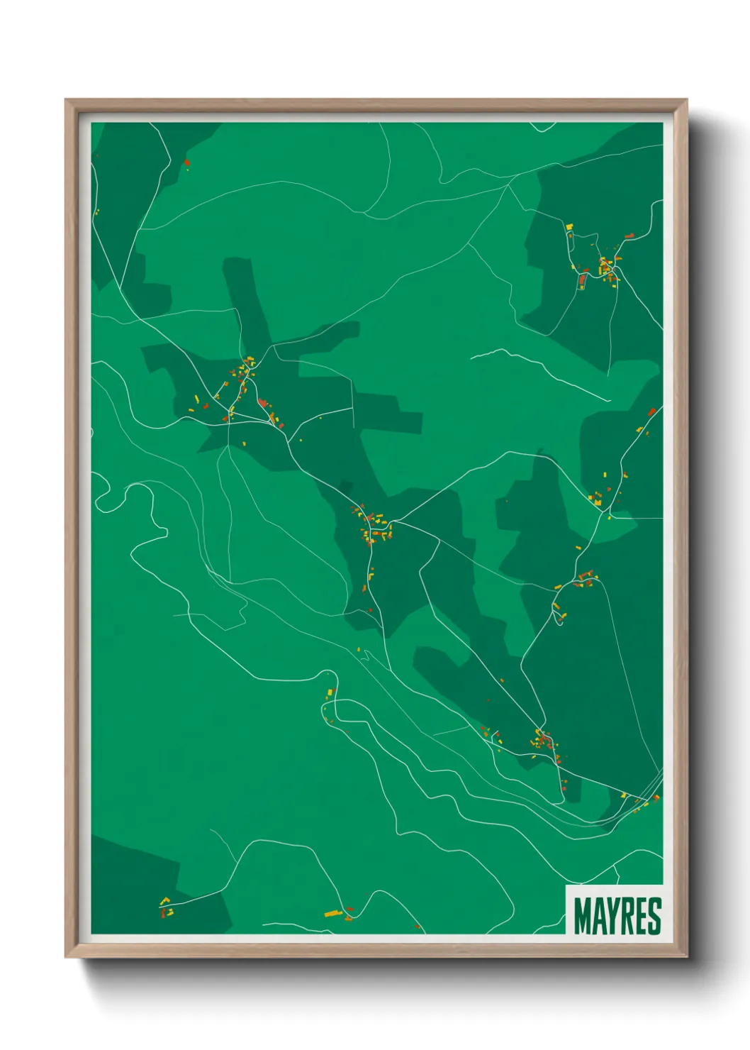 Une affiche de carte sur Mayres