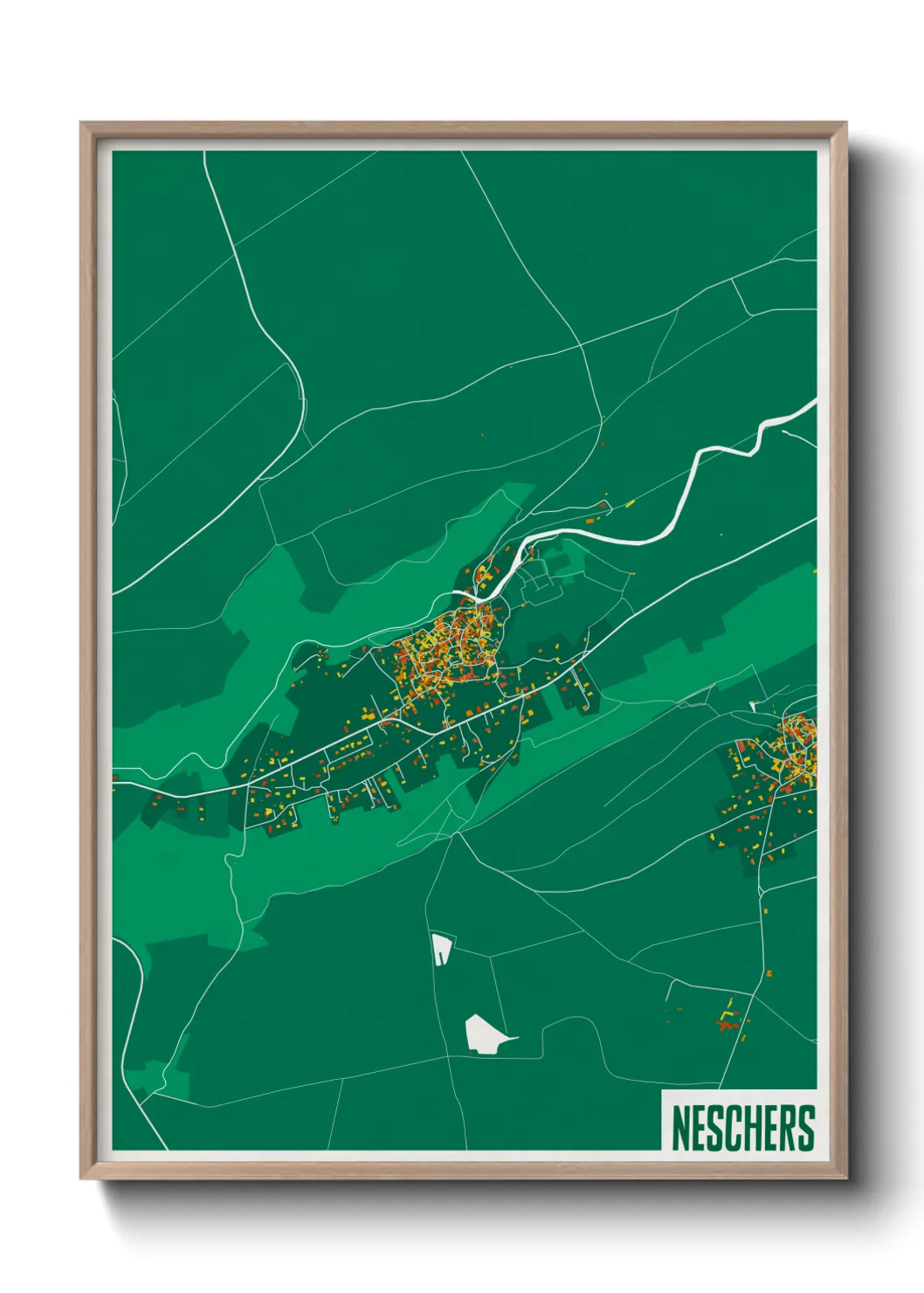 Une affiche de carte sur Neschers
