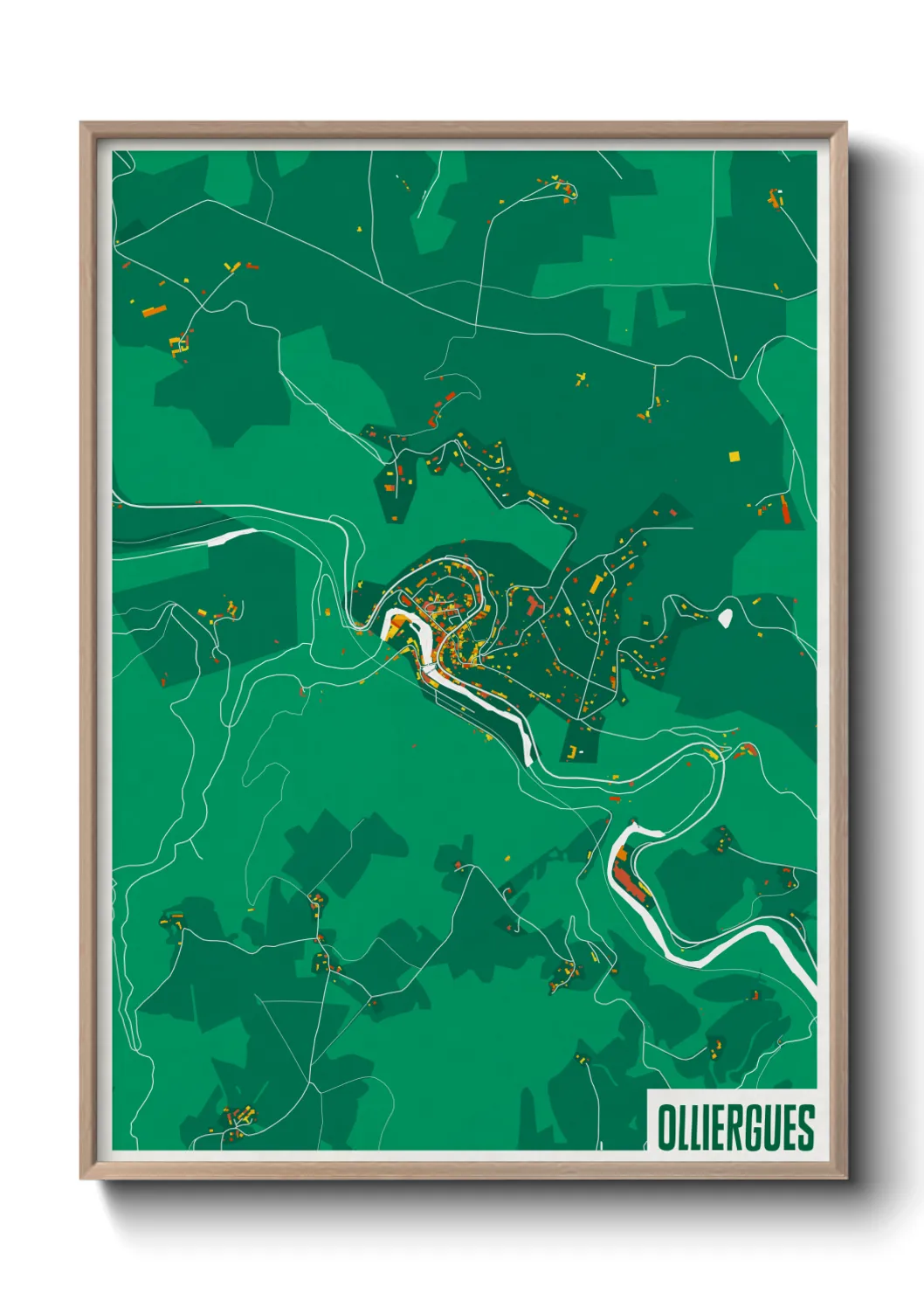 Une affiche de carte sur Olliergues