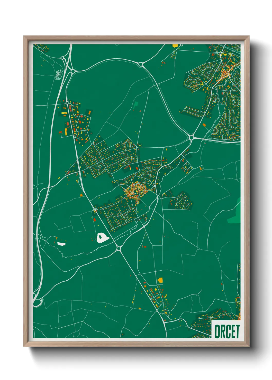 Une affiche de carte sur Orcet