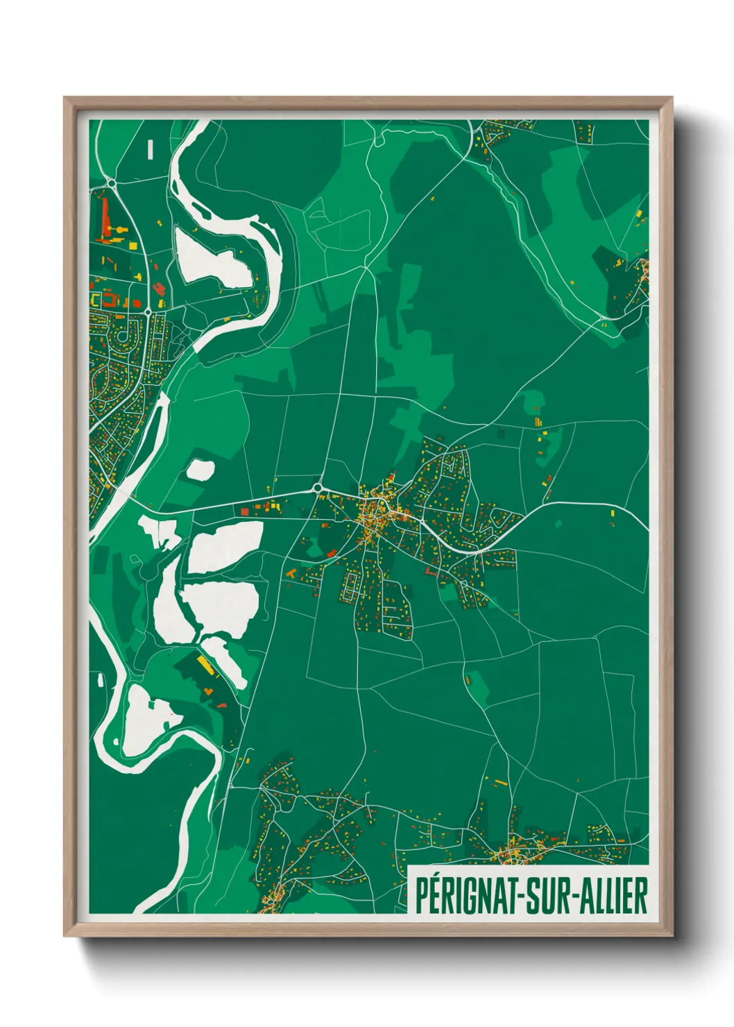 Une affiche de carte sur Pérignat-sur-Allier