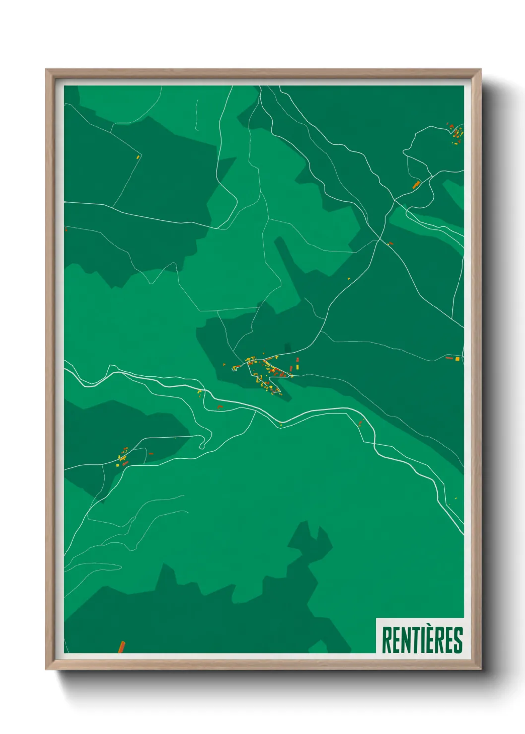 Une affiche de carte sur Rentières