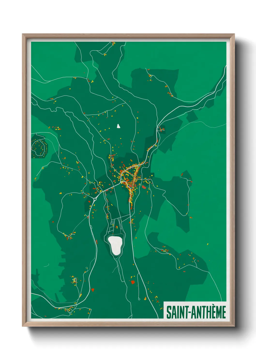 Une affiche de carte sur Saint-Anthème