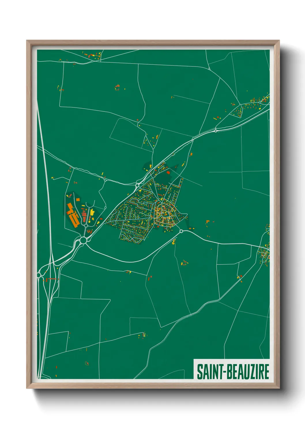 Une affiche de carte sur Saint-Beauzire