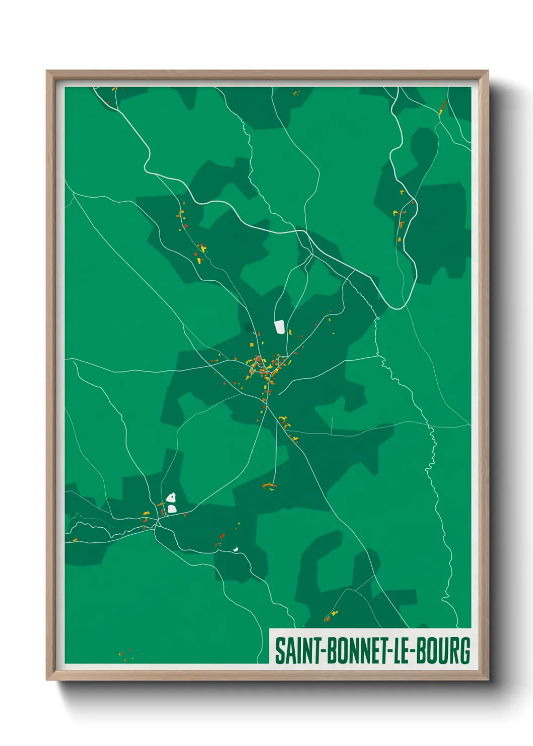 Une affiche de carte sur Saint-Bonnet-le-Bourg