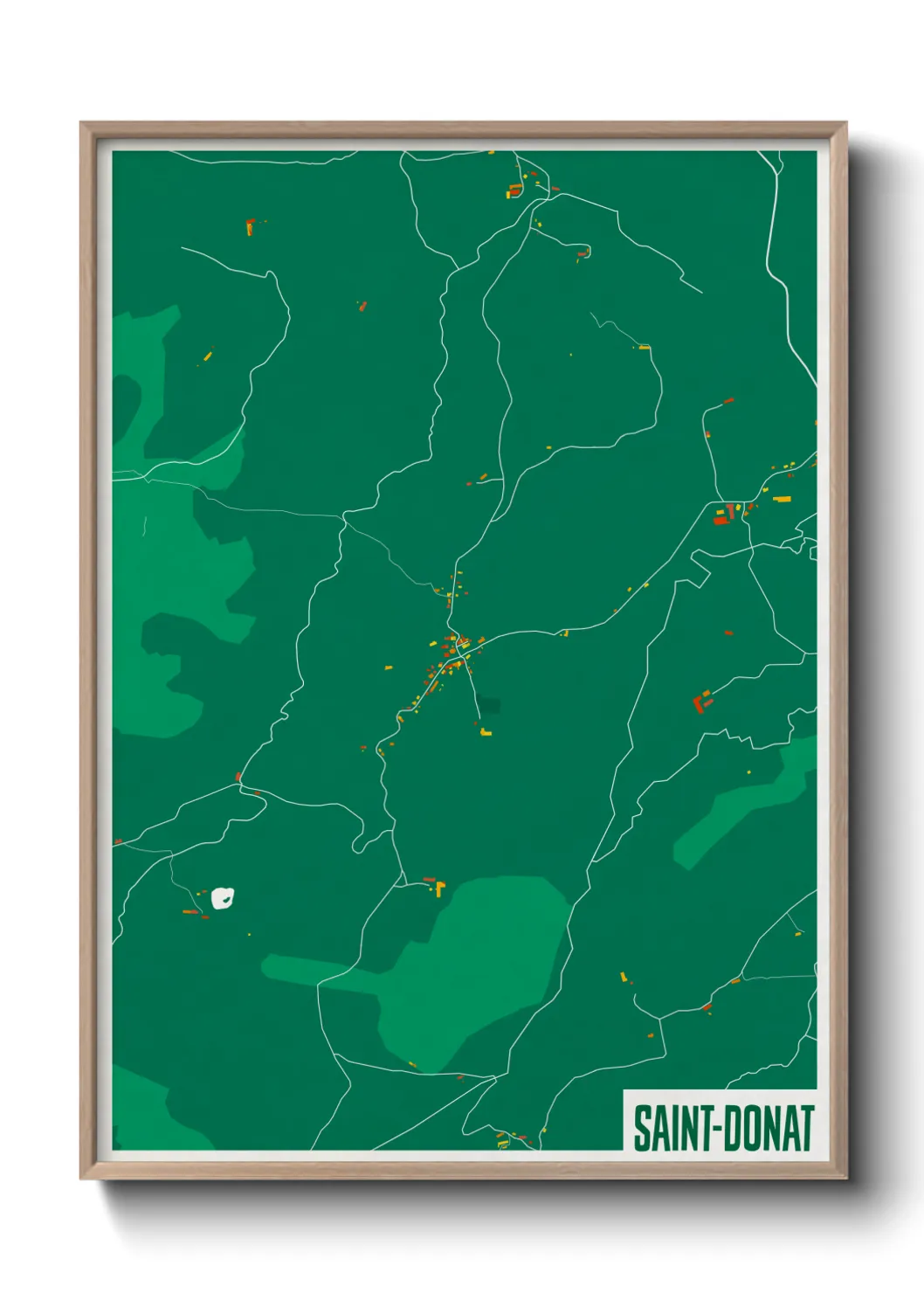 Une affiche de carte sur Saint-Donat