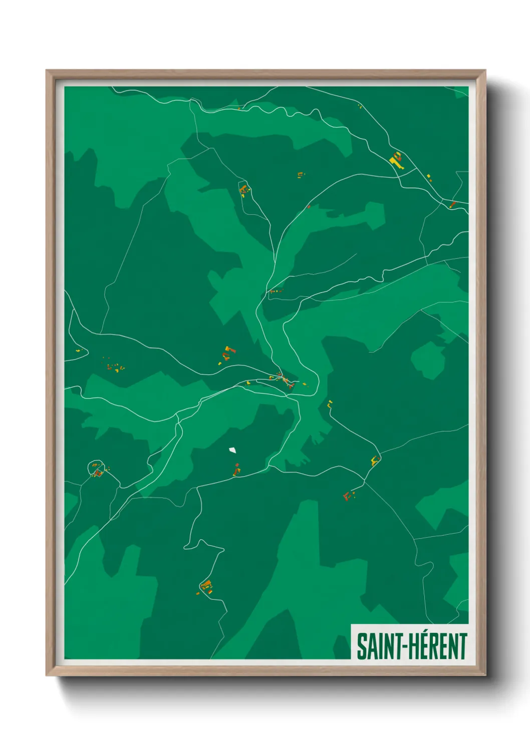Une affiche de carte sur Saint-Hérent