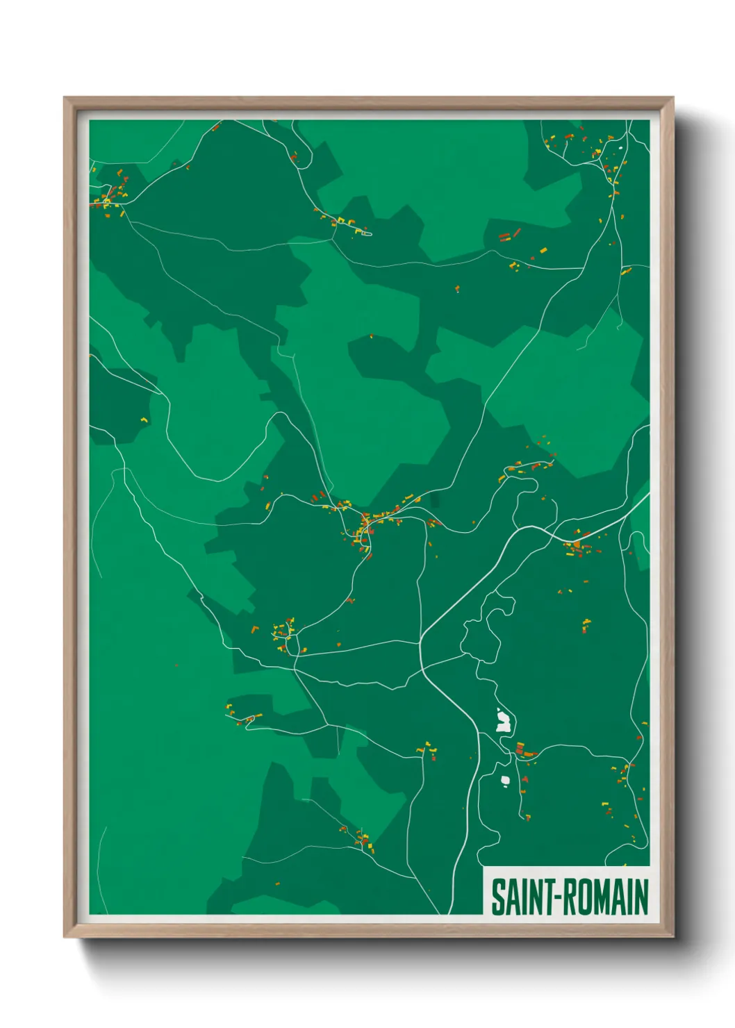 Une affiche de carte sur Saint-Romain