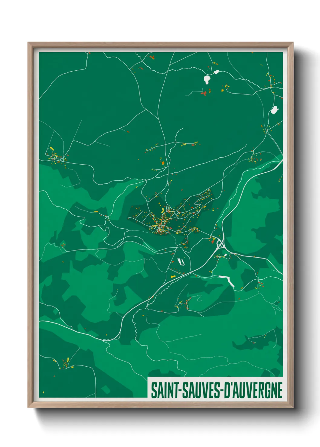 Une affiche de carte sur Saint-Sauves-d'Auvergne