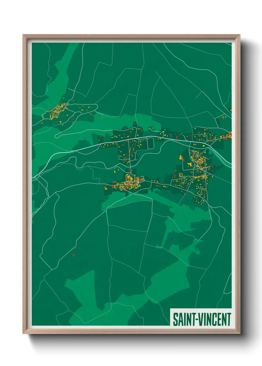 Une affiche de carte sur Saint-Vincent