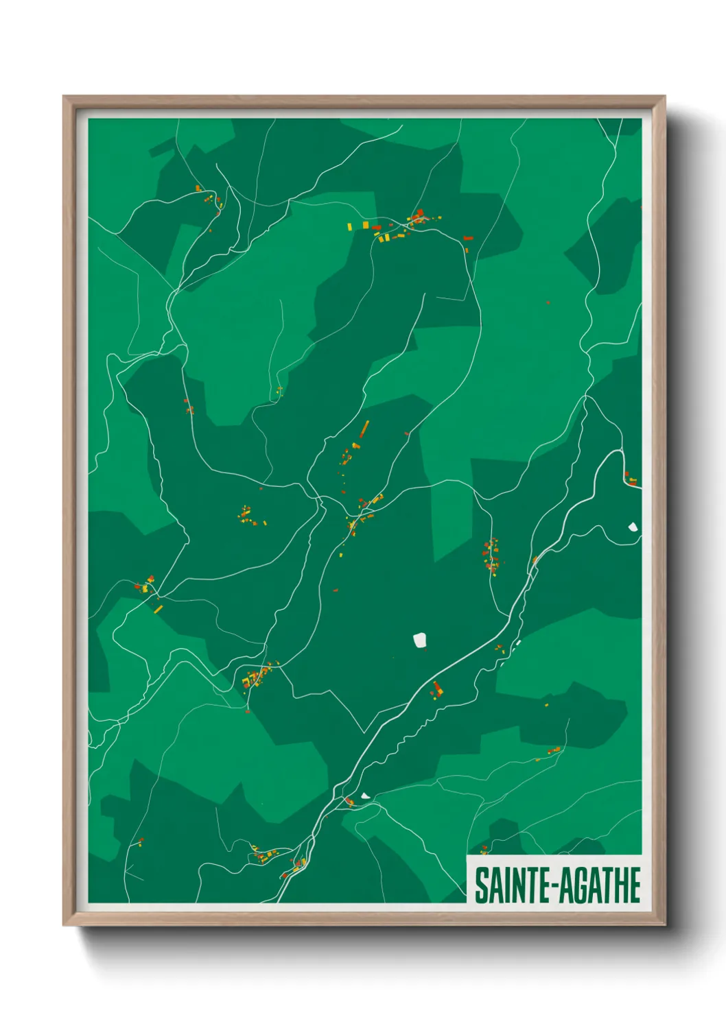 Une affiche de carte sur Sainte-Agathe